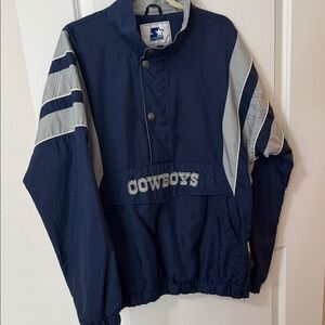 STARTER Men’s Vintage Cowboys Puffer Jacket - Navy and Gray